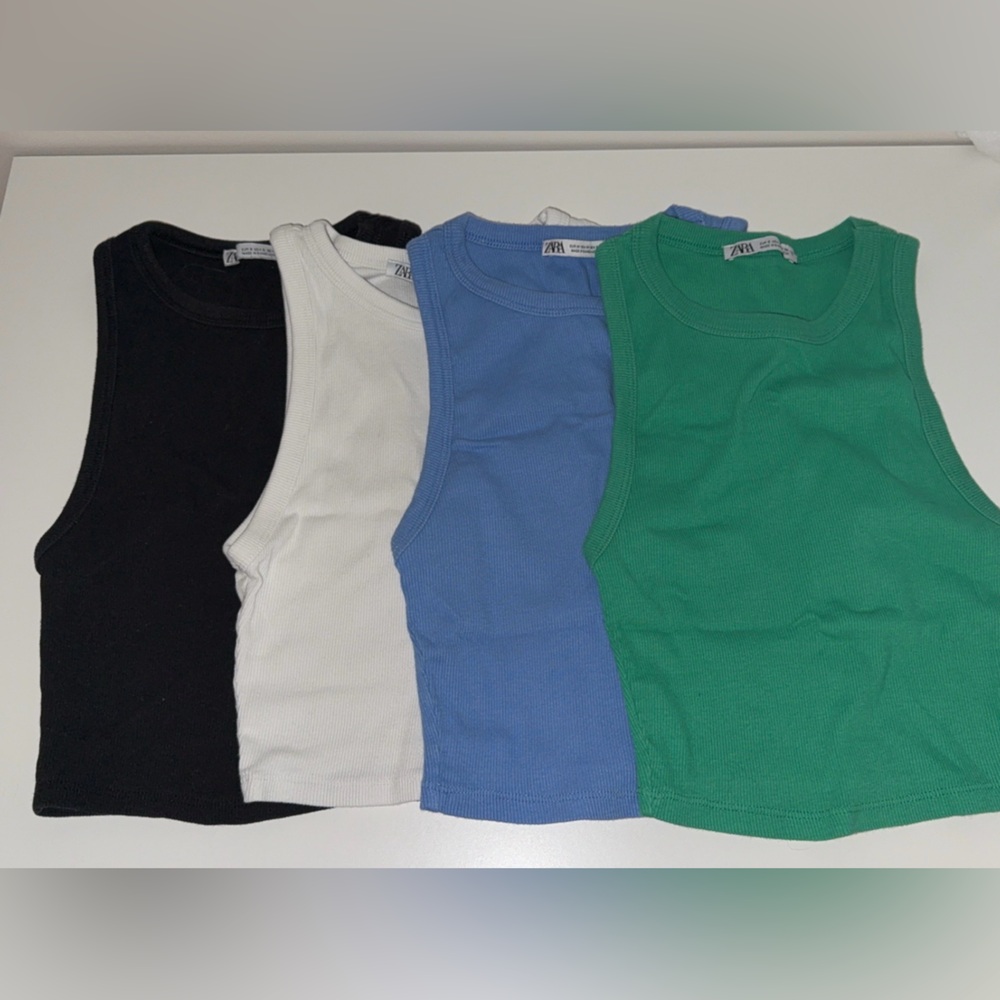 Zara Tank Tops - Black, White, Blue, Green